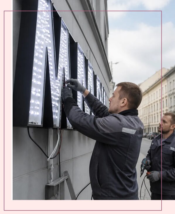 Изготовление и монтаж светодиодных LED вывесок в Анжере-Судженске